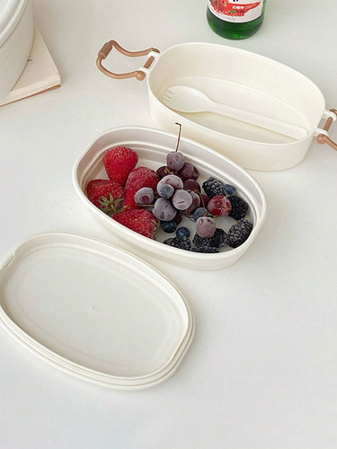 Fiambrera Portátil De Doble Capa Bento Box De 1 Pieza Con Ta