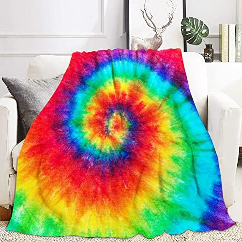 Yanr Rainbow Tie Dye Mantas Y Mantas Patrón Psicodélico En E