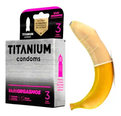 Caja X 3 Condones Titanium Multiorgasmos Preservativo Latex