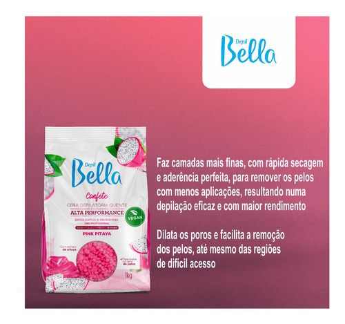 Cera Depilatória Quente Confete Grãos Pitaya Depil Bella 1kg