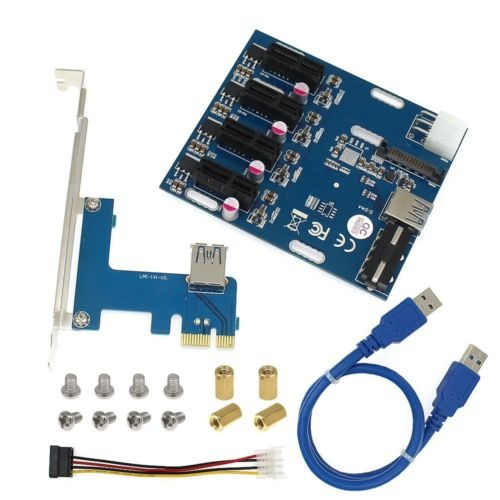 Pci-e 1 X Cable Usb + Expansión Kit 1 A 4 Puertos Switch Mul