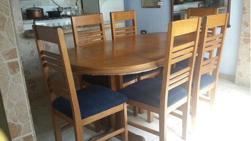 Juego De Comedor De Madera 6 Puestos. Oferta Por Viaje.