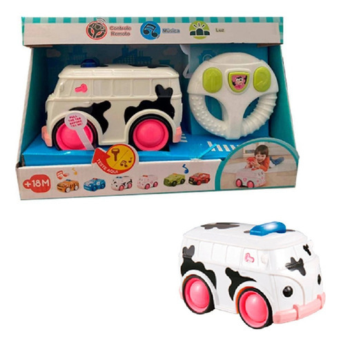 Carrinho Animais Com Luz E Sons Vaca Yes Toys 20084 Cor Branco