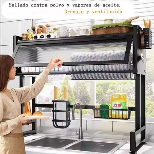 Escurridor De Trastes Todo En Uno Tres Niveles Cocina Grande Gran Capacidad 105*80*30cm Heaimo