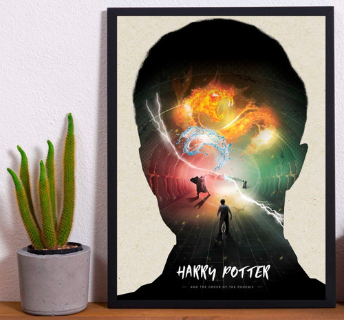 Cuadro Marco Negro Poster 33x48cm Harry Potter Ilustracion 4