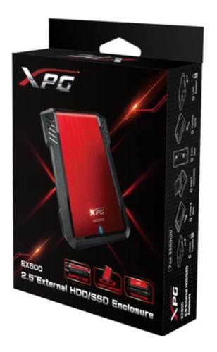 Gab. Externo Adata Para Ssd/hdd Xpg Rojo, Aex500u3-crd