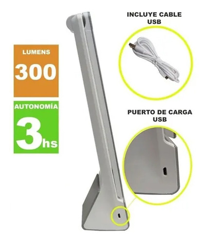 Imagen 3 de 9 de Lampara Velador Moderno Escritorio Led 4w Autonomo Usb Tbcin