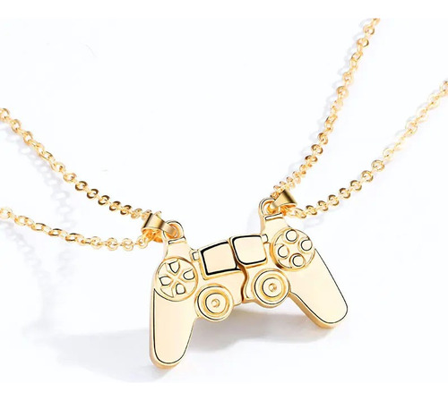 Collar Parejas Amistad Gamer Joystick Playstation Dorado 