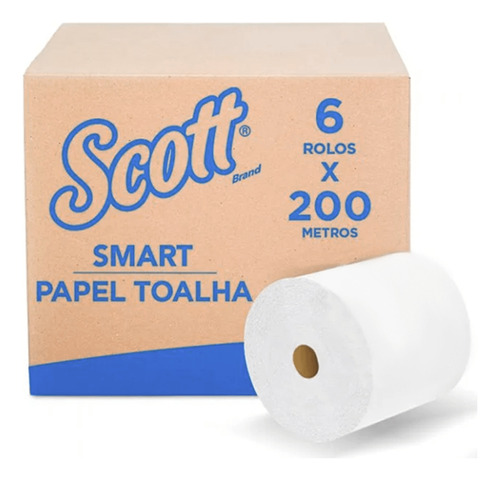 Papel Toalha Bobina Smart Folha Simples 6x20x200m Scott