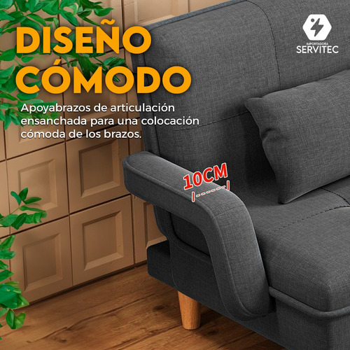 Sofá Cama 2 En 1 Plegable 120×100 Gris Oficina/depto