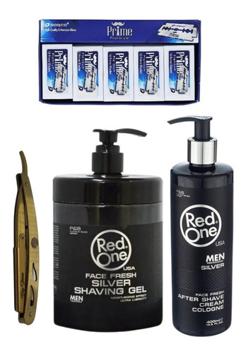 Redone Aftershave+ Gel Afeitar 1l+portanavaja Gold+navajas
