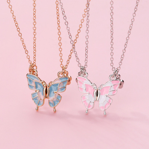 Para J 2 Pçs/set Ímã Borboleta Colar Bff Bons Amigos Colar /