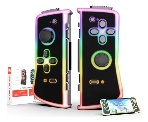 Controles Joy Stick Compatibles Con Nintendo Switch Rgb Led Color Negro