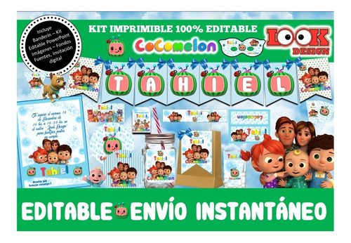 Kit Imprimible Candybar Cocomelón 100% Editable