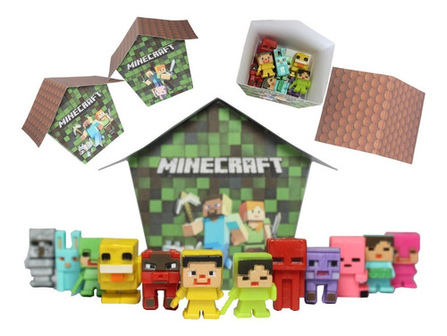 Minecraft - Kit 12 Miniaturas - Brinquedo Coleção Bonecos