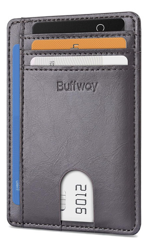 Billetera De Hombre Ultra Fina Buffway Gris