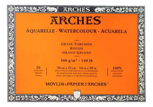 Bloque De Papel De Acuarela De Arcos, Rugoso, 14  X 20 , 140