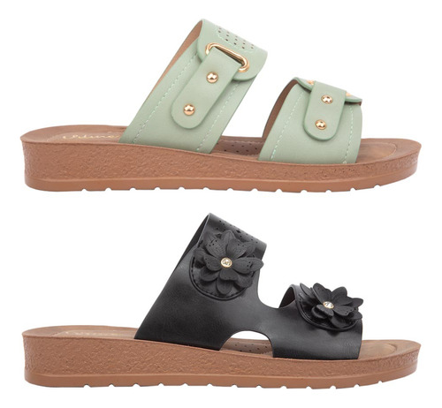 Sandalias Dama Vi Line Kit 2 Pares Planas 1187956