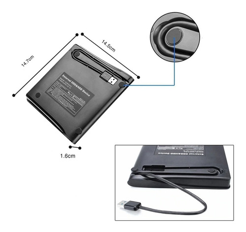 Imagen 6 de 9 de Grabador / Lector De Dvd/cd, Portátil, Externo, Usb 3.0