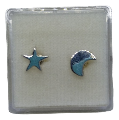Aretes En Plata De Estrella Y Luna