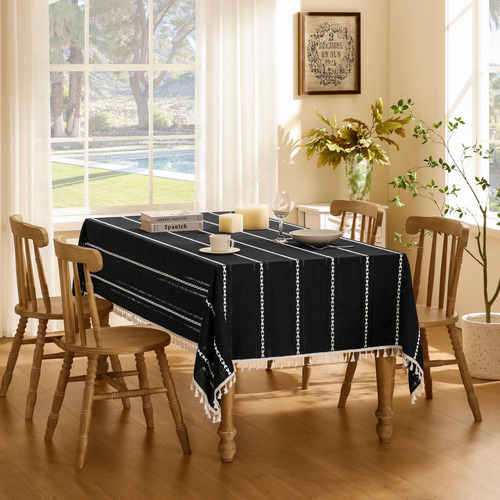 Mantel Zeemart Bordado Con Dobladillo A Rayas, Estilo Bohemi