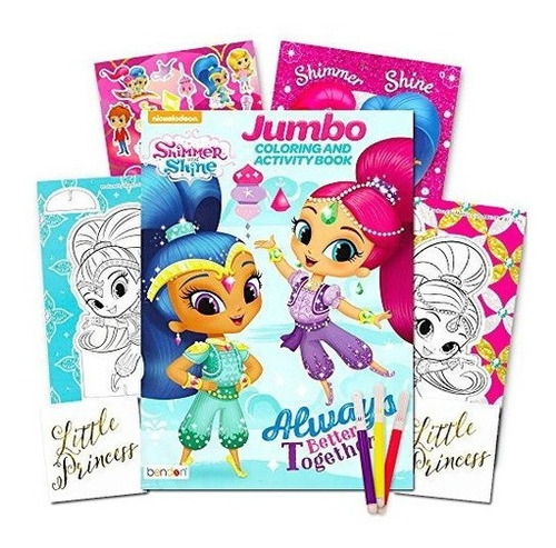 Conjunto De Libro Para Colorear Shimmer And Shine - Jumbo Bo