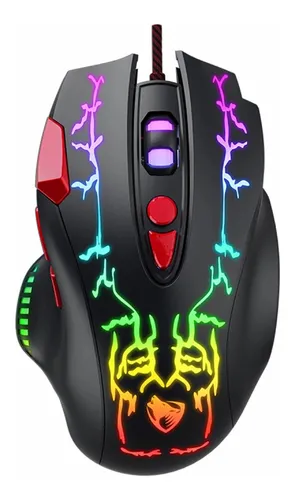 Mouse De Juego Gamer 6400 Dpi Con Luces 7 Botones Color Negro