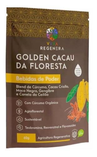 Imagem 1 de 4 de Golden Cacau Da Floresta Bebida Poder 60g - Viva Regenera