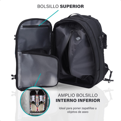 Mochila Expandible Impermeable Viral Porta Notebook Low Cost