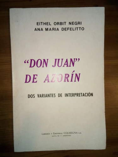 Libro Don Juan De Azorín Orbit Negri, Defelitto 
