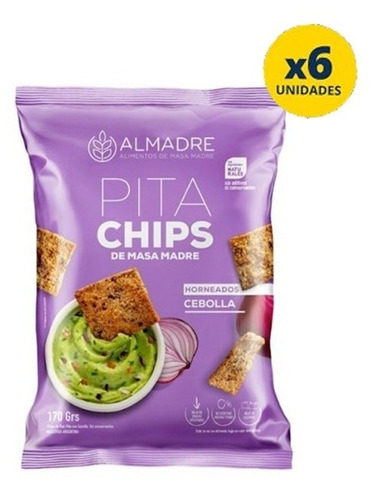 Snack De Masa Madre Pita Chips Almadre Sabor Cebolla 170g X6