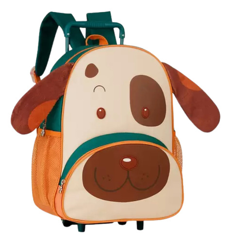 Mochila Infantil Menina Menino De Rodinhas Escolar Grande Cor Cachorro Marrom