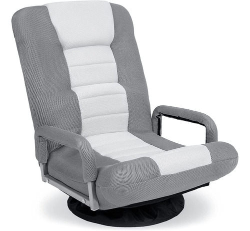 Sillon Gamer Giratorio Para Piso  - Gris Blanco