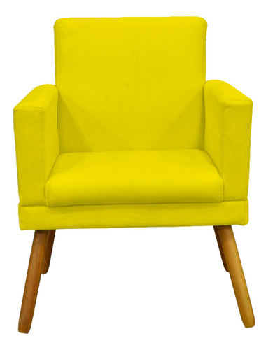 Kit 4 Poltronas Decorativas Reforçada C/ Base Cores Cor Amarelo Desenho Do Tecido Suede Liso