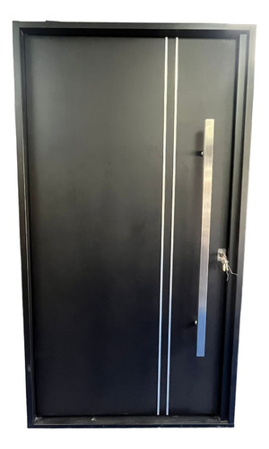 Puertas De Chapa Exterior Pivotante C/aplique Vertical Color Negro
