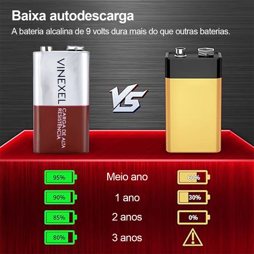 10 Baterias 9v Pilhas Alcalina Para Walkie-talkie Microfones