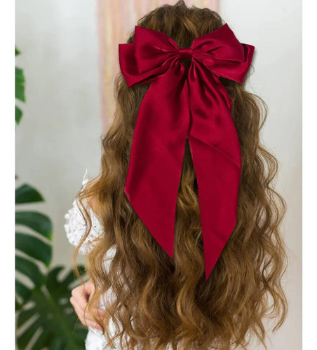 Para Laços De Cabelo Grandes De Cetim, Pacote Com 6 Laços