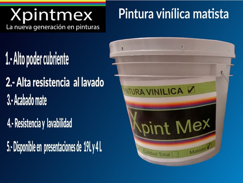 Imagen 4 de 4 de Pintura Vinílica Matista Galon 4l