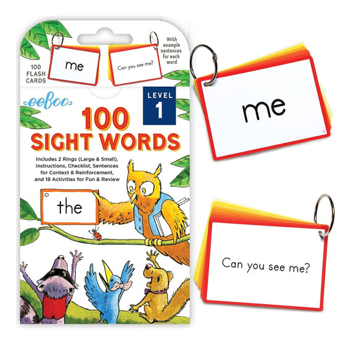 Eeboos 100 Sight Words Nivel 1 Tarjetas Flash Educativas Par