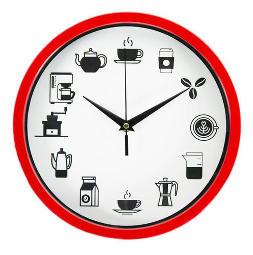 Relógio De Cozinha Sala Café Vermelho 25cm - Casambiente