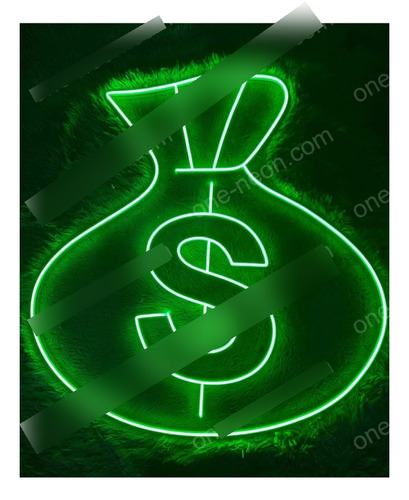 Letrero Led Neon Dinero Dolares Bolsa Ancho60cm Luminoso