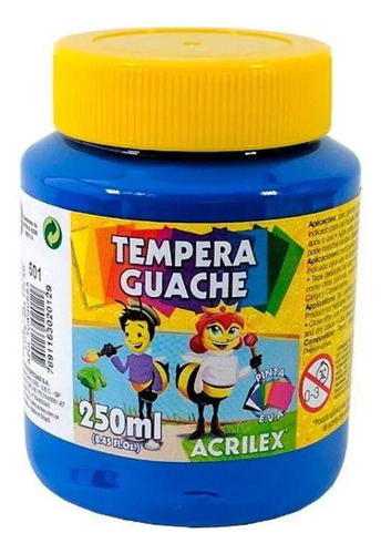 Tinta Tempera Guache Azul 250ml - Acrilex