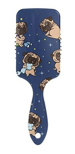 Cepillo Para Cabello - Pug Puppy Dogs Stary Night On Blue Pa