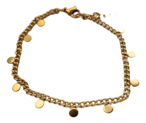 Pulsera Con Dijes Redondo Acero Dorado Con Caja 