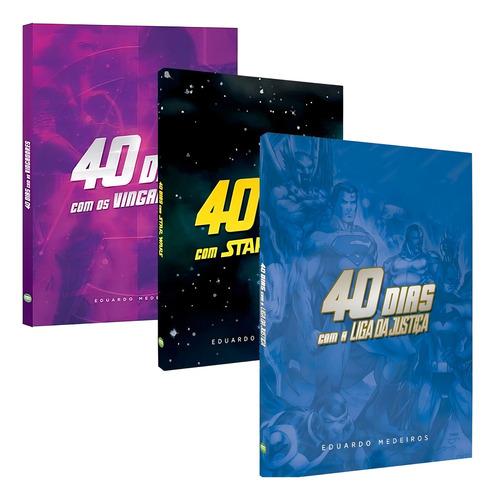 Kit 40 Dias Com Os Vingadores, Star Wars E Liga Da Justiça (3 Livros), De Eduardo Medeiros. Editorial 100% Cristão, Capa Mole Em Português