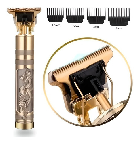 Máquina cortadora de pelo para barba profesional con acabado de color dorado, 110 V/220 V