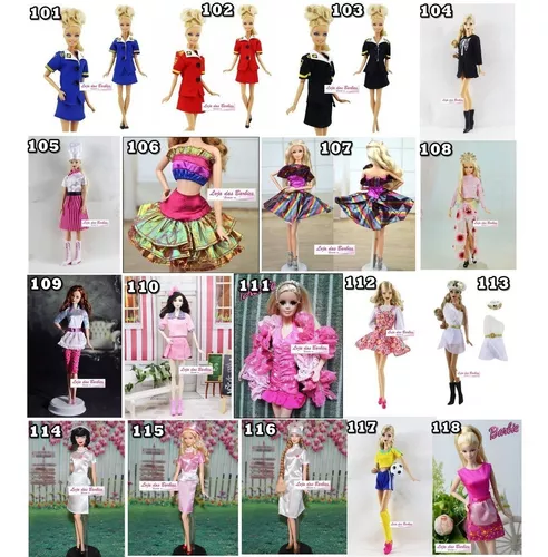 Kit 10 Roupas Vestidos Boneca Barbie 20 Sapatos 20 Acessório