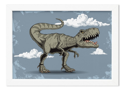 Imagem 5 de 7 de Quadro Infantil Dinossauro Jurassic 22x32cm Mold Branca 4un
