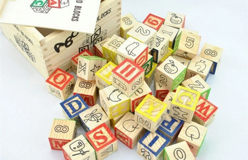 Cubo De Madera 27 Piezas Juguete Didactico Letras Y Numero 