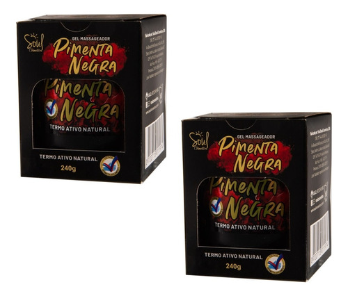 Pomada Massageadora Pimenta Negra 240g Soul Kit Com 2
